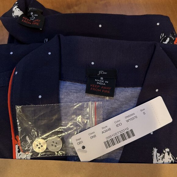 J.Crew NWT Dreamy Pajamas with Holiday French Bulldog Print - Picture 8 of 11